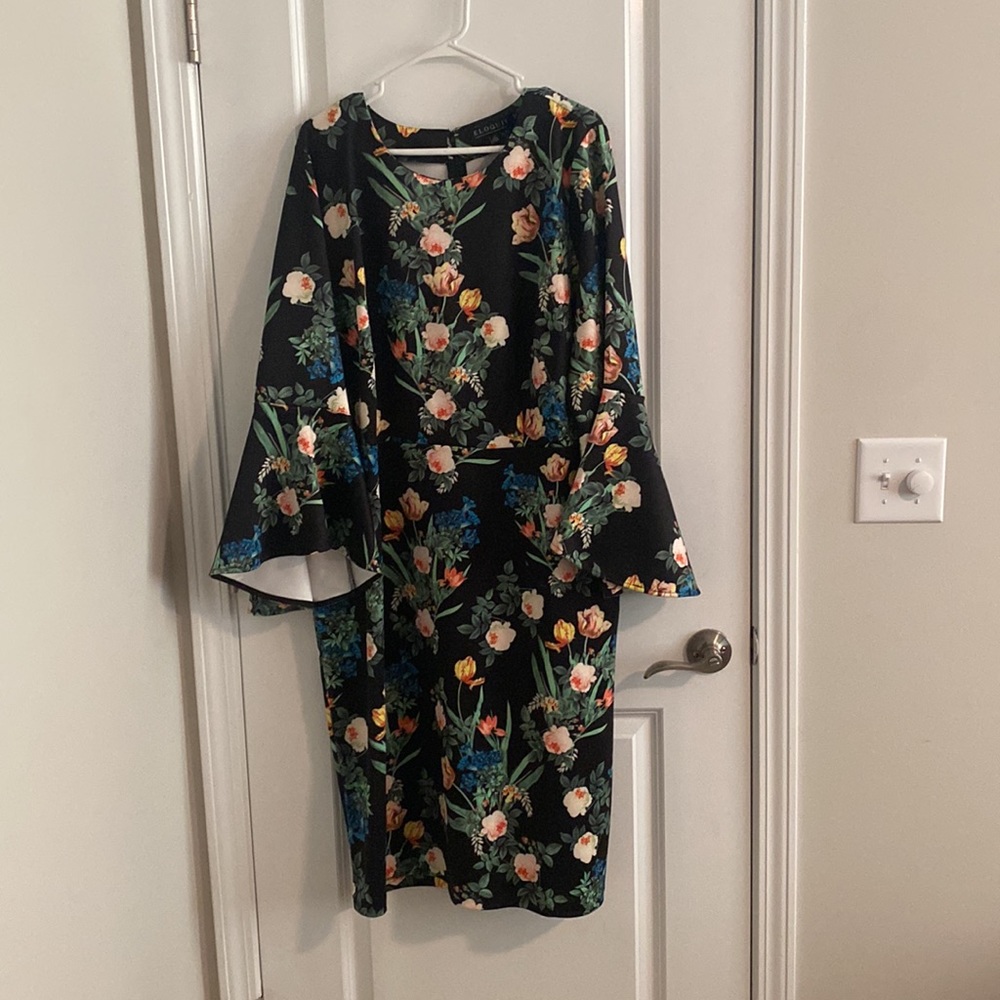 Flair Sleeve Scuba Dress